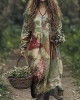 Vintage Stitching Patchwork Pattern Women's Flowy Maxi Dress Vintage Stitching Patchwork Pattern Women's Flowy Maxi Dress