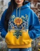 Ukrainian Folk Floral Embroidered Contrast Color Comfy Hoodie Ukrainian Folk Floral Embroidered Contrast Color Comfy Hoodie