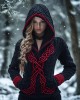 Women's Viking Celtic Knot Jacquard Knit Hooded Sweater