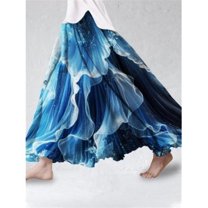 Sea Waves Fishtail Inspired Glitter Flowy Wide Skirt