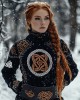 Women's Viking Tribal Jacquard Celtic Style Knitted Turtleneck Sweater