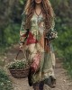Vintage Stitching Patchwork Pattern Women's Flowy Maxi Dress Vintage Stitching Patchwork Pattern Women's Flowy Maxi Dress