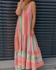 Vintage Geometric Color Block Bohemian Patchwork Sleeveless Colorful Dress Vintage Geometric Color Block Bohemian Patchwork Sleeveless Colorful Dress
