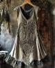 Tribal Life Of Tree Lace Contrast Color Art Linen Tank Dress Tribal Life Of Tree Lace Contrast Color Art Linen Tank Dress