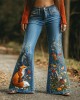 Forest Fox Floral Embroidered Washed Flare Jeans Forest Fox Floral Embroidered Washed Flare Jeans
