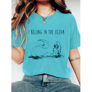I Belong To The Ocean Mermaid Print Women's T-shirt