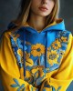 Ukraine Ethnic Floral Embroidered Contrast Color Hoodie Ukraine Ethnic Floral Embroidered Contrast Color Hoodie