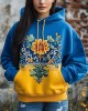 Ukrainian Folk Floral Embroidered Contrast Color Comfy Hoodie Ukrainian Folk Floral Embroidered Contrast Color Comfy Hoodie