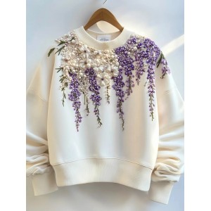 Women's Wisteria & Pearl Embroidery Art Sweatshirt