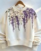 Women's Wisteria & Pearl Embroidery Art Sweatshirt Women's Wisteria & Pearl Embroidery Art Sweatshirt