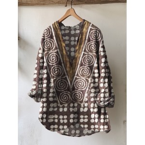 Indigo Earthy Ethnic Block Print Linen Tunic