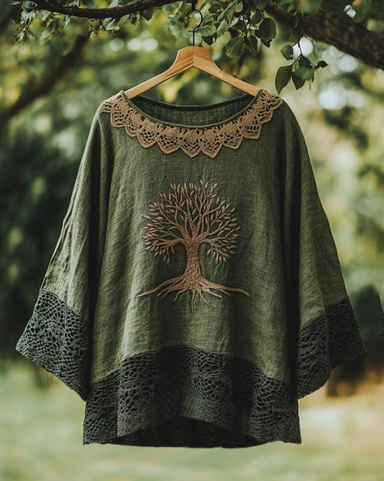 Women's Celtic Mythical Tree Of Life Lace Pattern T-shirt
