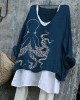 Japanese Octopus Embroidered Sashiko Linen Blend Tunic