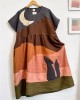 Night Forest Landscape Colorblock Patchwork Linen Dress Night Forest Landscape Colorblock Patchwork Linen Dress