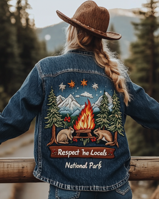 Respect The Locals Squirrel Embroidery Women's Denim Jacket