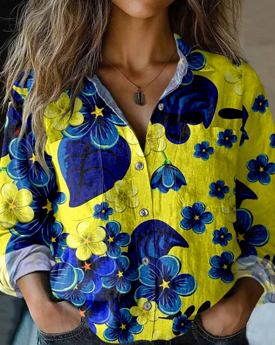 Vintage I Hope Peace Forever Ukraine Floral Art Linen Print Long Sleeve Shirt Vintage I Hope Peace Forever Ukraine Floral Art Linen Print Long Sleeve Shirt
