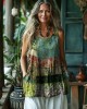 Vintage Geometric Floral Patchwork Art Print Women's Linen Tank Top Vintage Geometric Floral Patchwork Art Print Women's Linen Tank Top
