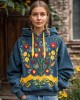 Ukrainian Folk Floral Embroidered Vintage Comfy Hoodie Ukrainian Folk Floral Embroidered Vintage Comfy Hoodie