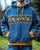 Men's Ukrainian Folk Flower Embroidered Washed Cozy Hoodie Men's Ukrainian Folk Flower Embroidered Washed Cozy Hoodie