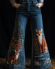 Respect The Locals Forest Foxes Embroidered Flare Jeans Respect The Locals Forest Foxes Embroidered Flare Jeans