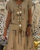 Geometric Pattern V Neck A Line Midi Dress Geometric Pattern V Neck A Line Midi Dress