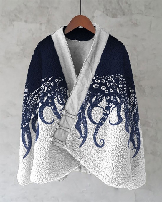 Vintage Japanese Ocean Octopus Print Cardigan Vintage Japanese Ocean Octopus Print Cardigan