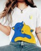 Hug Of Love Abstract Cat Graphics Ukraine Inspired Printed T-shirt Hug Of Love Abstract Cat Graphics Ukraine Inspired Printed T-shirt