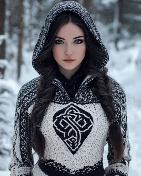Women's Vintage Jacquard Comfort Knit Hooded Sweater Women's Vintage Jacquard Comfort Knit Hooded Sweater