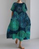 Circle Abstract Art Women's Linen Short Sleeve Maxi Dress Circle Abstract Art Women's Linen Short Sleeve Maxi Dress