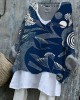 Japanese Crane Geometric Pattern Women's Linen Shirt