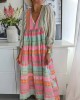 Vintage Colorful Linen Blend Midi Dress Vintage Colorful Linen Blend Midi Dress