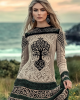Women's Viking Tree Of Life Symbol Celtic Contrast Thick Round Neck Dress Women's Viking Tree Of Life Symbol Celtic Contrast Thick Round Neck Dress