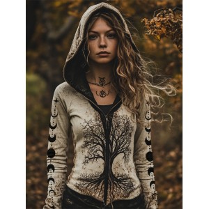 Tree Of Life Moon Phase Mystical Handmade Hoodie