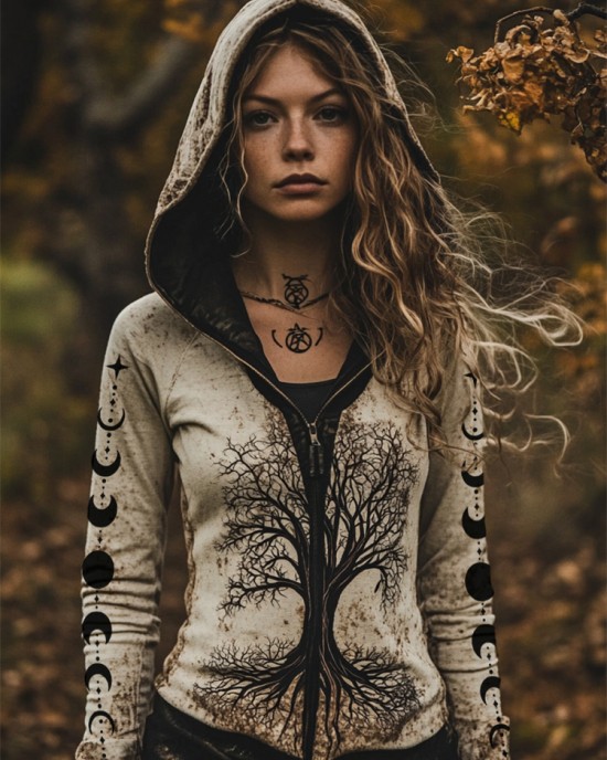 Tree Of Life Moon Phase Mystical Handmade Hoodie Tree Of Life Moon Phase Mystical Handmade Hoodie