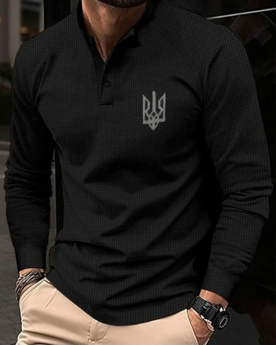 Men's I Santd With Ukr Logo Print Polo Shirt