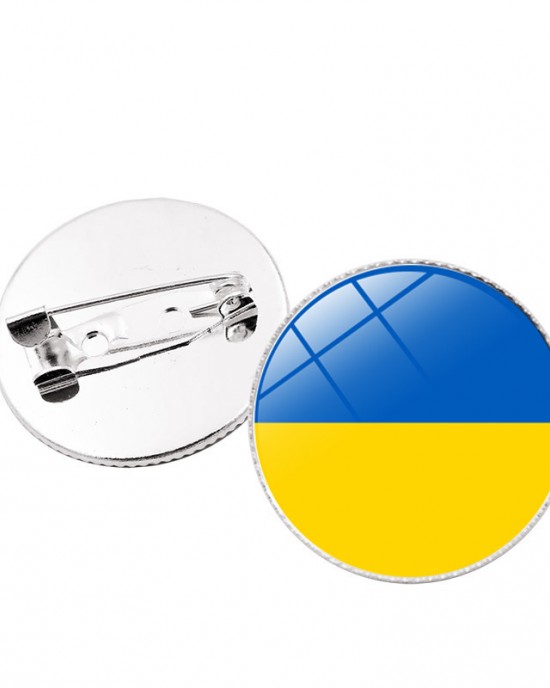 Ukrainian Flag Time Gem Brooch