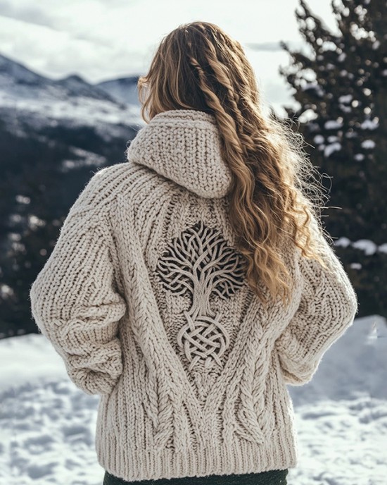 Women's Viking Tribal Tree Of Life Celtic Knot Hooded Sweater