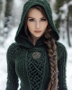 Women's Viking Style Knitted Cozy Hooded Sweater