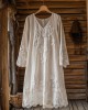Floral Embroidery Lace Art Linen Blend Maxi Dress Floral Embroidery Lace Art Linen Blend Maxi Dress