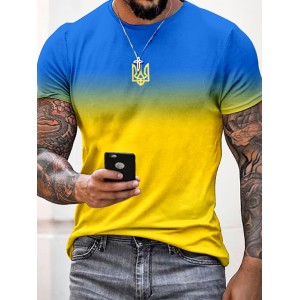 Men's Ukraine Gradient Printed Short Sleeve T-shirt