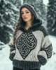 Women's Viking Totem Celtic Knot Vintage Pocket Hooded Sweater