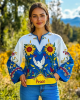 Ukraine Peace Floral Embroidered V-neck Linen Shirt Ukraine Peace Floral Embroidered V-neck Linen Shirt