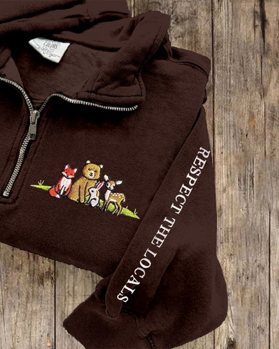 Respect The Local Wildlife Embroidered Vintage Cozy Sweatshirt Respect The Local Wildlife Embroidered Vintage Cozy Sweatshirt