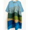 Blue Tone Landscape Colorblock Linen Dress