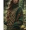 Classic Celtic Knot Jacquard Contrast Color Turtleneck Sweater