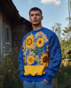 Men's Ukrainian Sunflower Embroidery Raglan Sleeve Casual Sweatshirt Men's Ukrainian Sunflower Embroidery Raglan Sleeve Casual Sweatshirt
