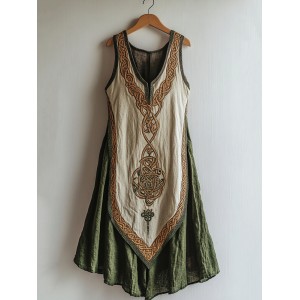 Tribal Viking Celtic Knot Art Linen Tank Dress