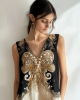Women's Viking Cthulhu Celtic Gold Foil Design Linen Top Women's Viking Cthulhu Celtic Gold Foil Design Linen Top