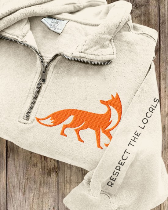 Respect The Locals Fox Embroidered Cozy Sweatshirt
