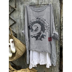 Vintage Japanese Art Octopus Cozy Linen Blend Shirt